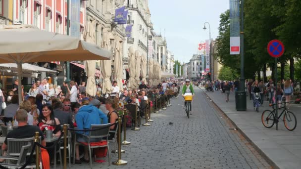 Karl Johans gate Straßenansicht — Stockvideo