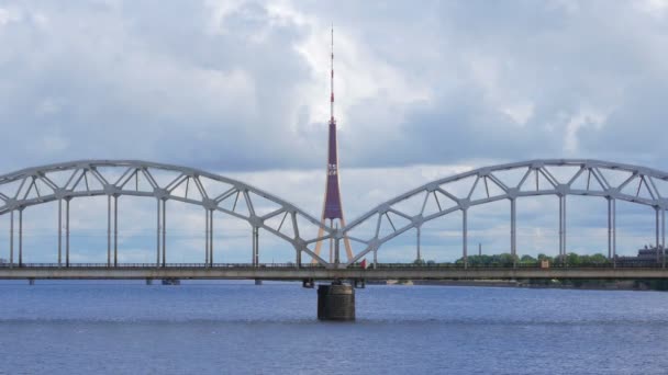 Mooi uitzicht op de stad Riga — Stockvideo