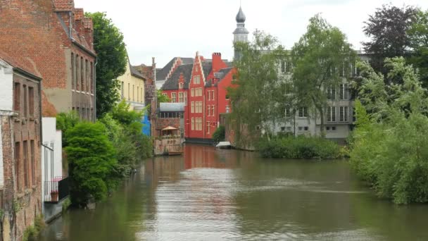 Mooi uitzicht op de stad Ghent — Stockvideo