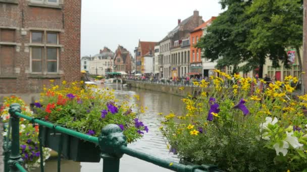 Mooi uitzicht op de stad Ghent — Stockvideo