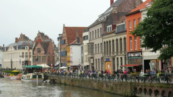 Mooi uitzicht op de stad Ghent — Stockvideo