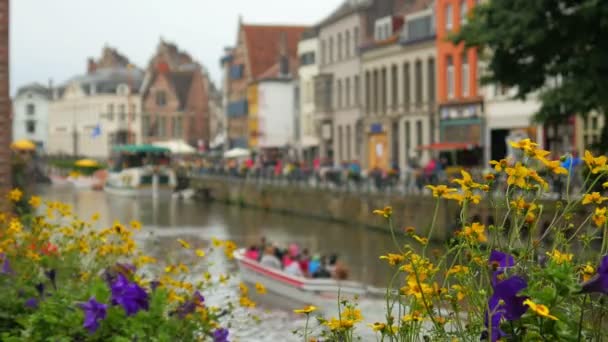 Piękny widok na miasto Ghent — Wideo stockowe