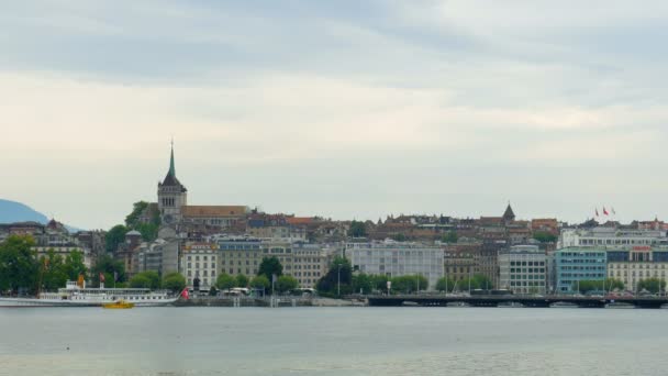 Geneva Gölü ve şehir görünümü — Stok video