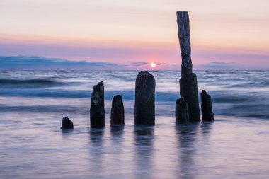 Groynes on shore of the Baltic Sea clipart
