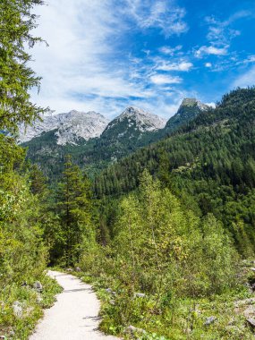 Almanya 'nın Berchtesgaden Alpleri' nde Klausbachtal vadisinde yürü.