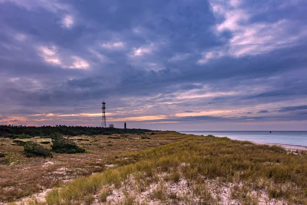 Lighthouse Radio Tower Shore Baltic Sea — Stock Photo, Image