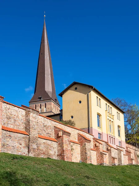 Widok Kościół Petrikirche Rostocku Niemcy — Zdjęcie stockowe