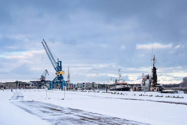 Horario Invierno Puerto Rostock Alemania — Foto de Stock