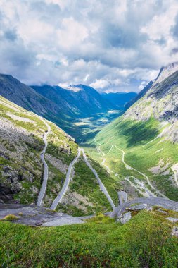 The road Trollstigen with mountains in Norway.