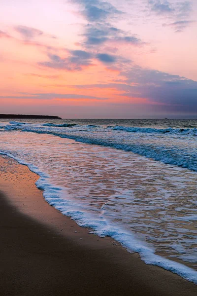 Tramonto Sulla Costa Del Mar Baltico Warnemuende Germania — Foto Stock