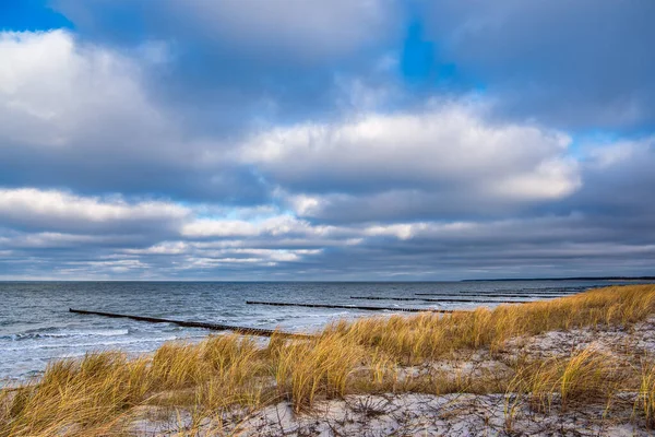 Groynes Dune Shore Baltic Sea Ahrenshoop Germany — Stock Photo, Image