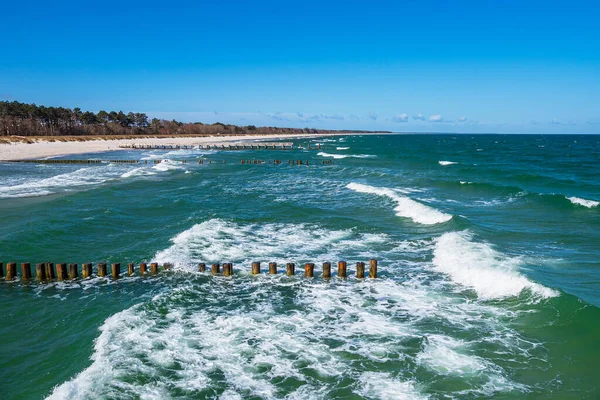 Olas Costa Del Mar Báltico Zingst Alemania —  Fotos de Stock