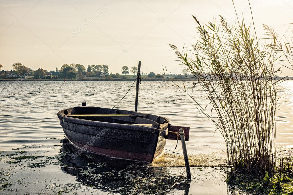 Fishing boat on shore of the Baltic Sea