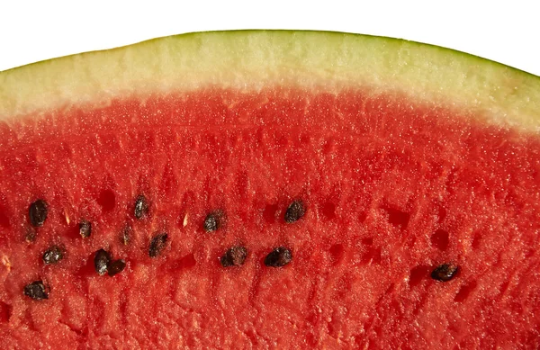 Scheibe rote saftige Wassermelone isoliert — Stockfoto