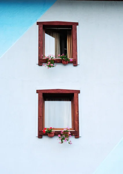 Deux fenêtres sur un mur — Photo