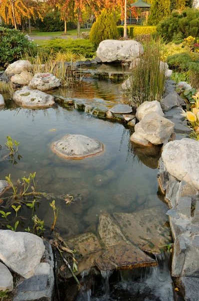 Example of landscaping with stream — Stock Photo, Image