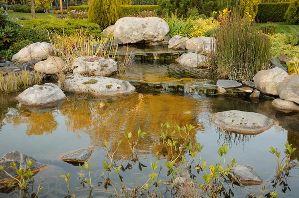 Example of landscaping with stream — Stock Photo, Image