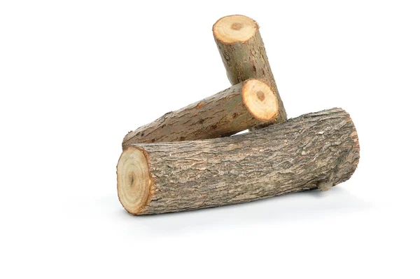 Three willow logs isolated — Stock Photo, Image