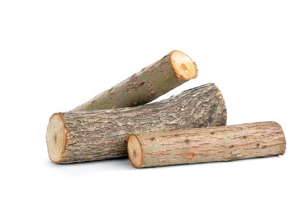 Three willow logs isolated — Stock Photo, Image