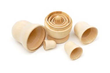 Beş sökülüp ahşap matryoshkas kümesi