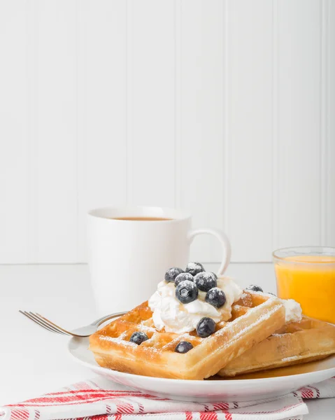 Waffles and Blueberries — Stock Photo, Image