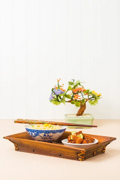 Pollo general Tao con arroz — Foto de Stock