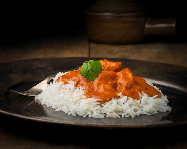 Frango de manteiga no arroz Closeup — Fotografia de Stock