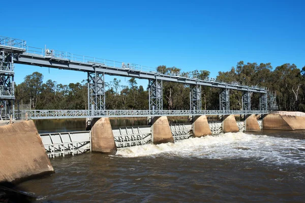 Gogeldrie Weir Floden Murrumbidgee Nära Leeton New South Wales Australien Royaltyfria Stockbilder