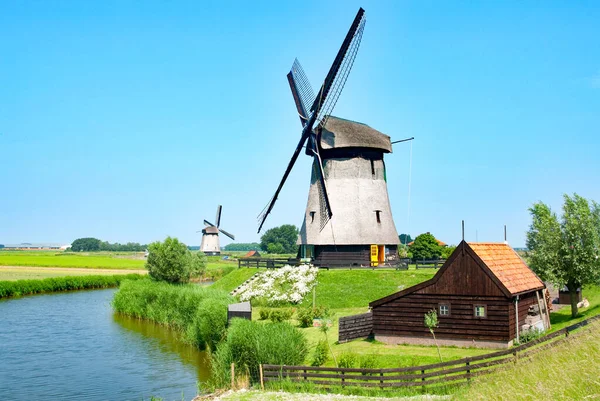 Bovenmolen Wiatrak Obrzeżach Schermerhorn Noord Holland Holandia — Zdjęcie stockowe