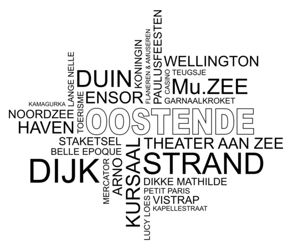 Palavra nuvem ostend, bélgica, holandês — Vetor de Stock