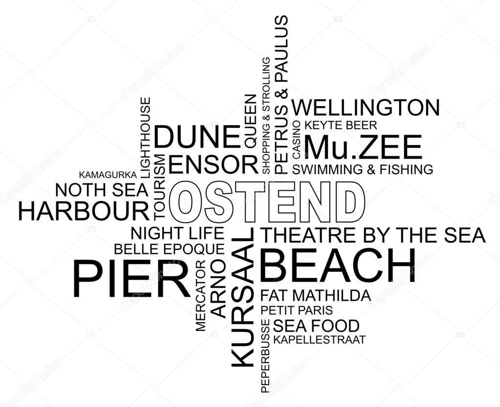 Word cloud ostend, belgium, english