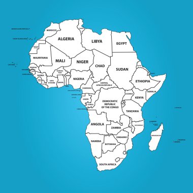 Africa (Map with The Frontiers and Country Names) clipart