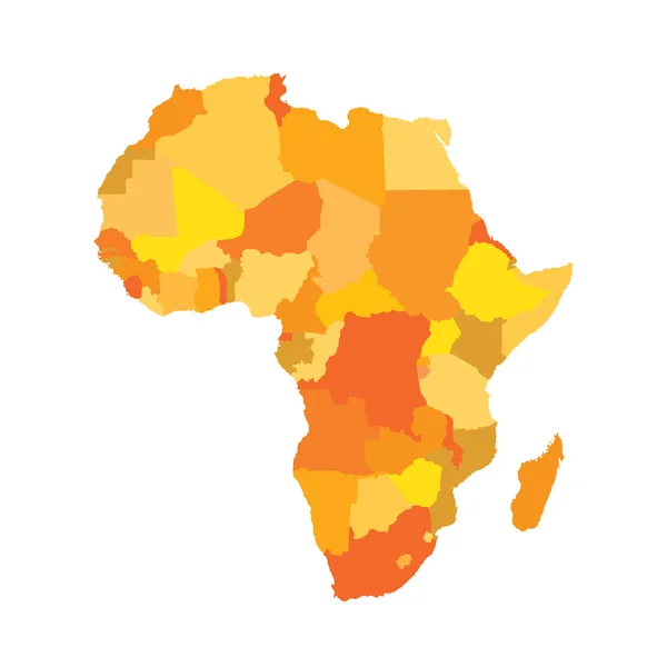 Afrika. A színes Térkép (narancs és sárga) — Stock Vector