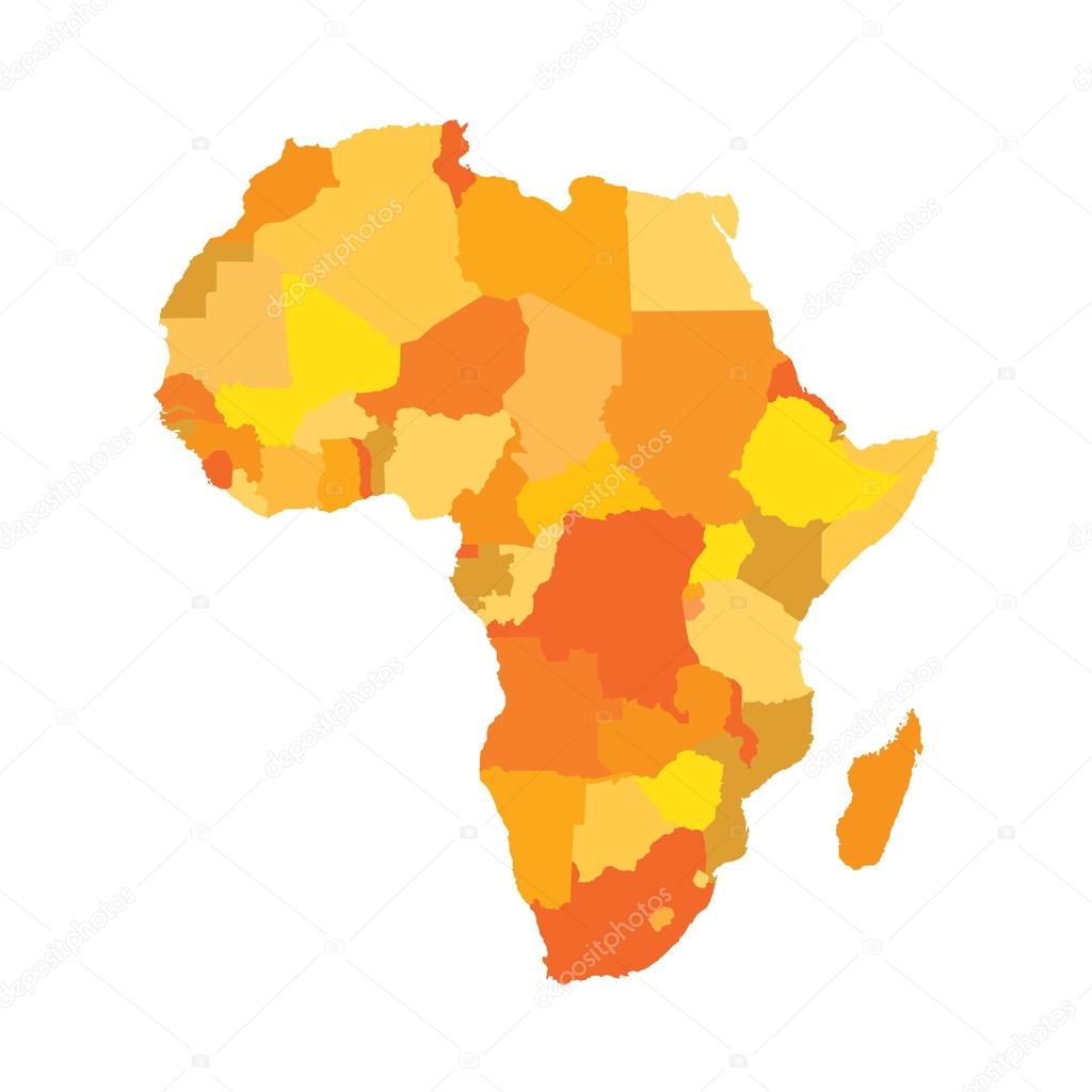 Africa. The Colored Map (orange and yellow)