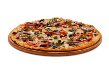 Pizza Neapolitana. Beyaz arka plan üzerinde