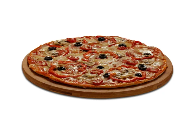 Pizza capricciosa. Su sfondo bianco Foto Stock