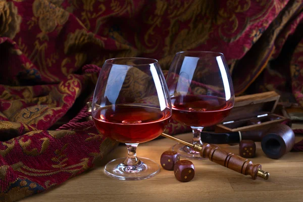 Two glasses of brandy — Stock Photo, Image