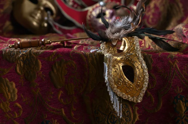 Old golden Venetian masks — Stock Photo, Image