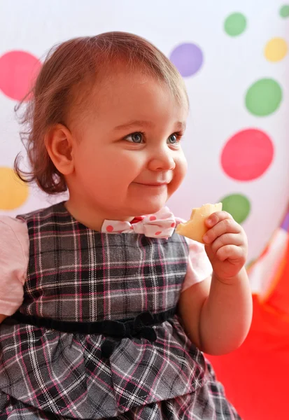 Little girl with cheese — Stock Photo, Image