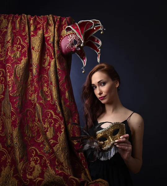 Woman with carnival mask — Stok fotoğraf