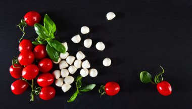 Mozzarella peyniri, domates ve fesleğen ile