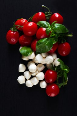 Mozzarella peyniri, domates ve fesleğen ile