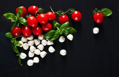 Mozzarella peyniri, domates ve fesleğen ile