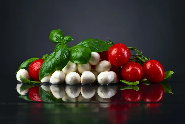 Mozzarella con albahaca y tomates — Foto de Stock