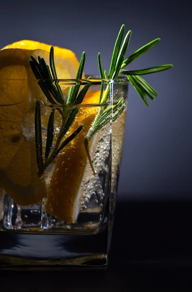 tonik, limon ve biberiye ile alkollü içki 