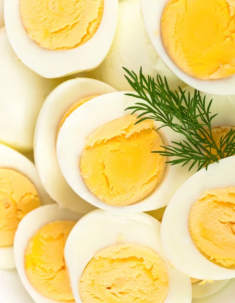 Boiled eggs with dill — Stock Photo, Image