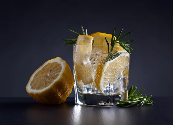 Gin Tonic mit Zitrone und Rosmarin — Stockfoto