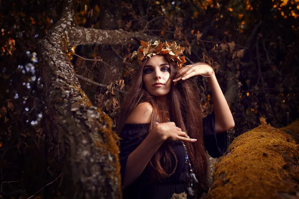 Sorcière dans la forêt sombre — Photo