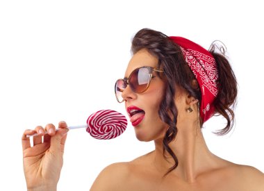 şeker ile genç güzel kadın