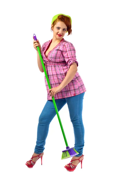 Junge schöne Frau mit Pinsel — Stockfoto